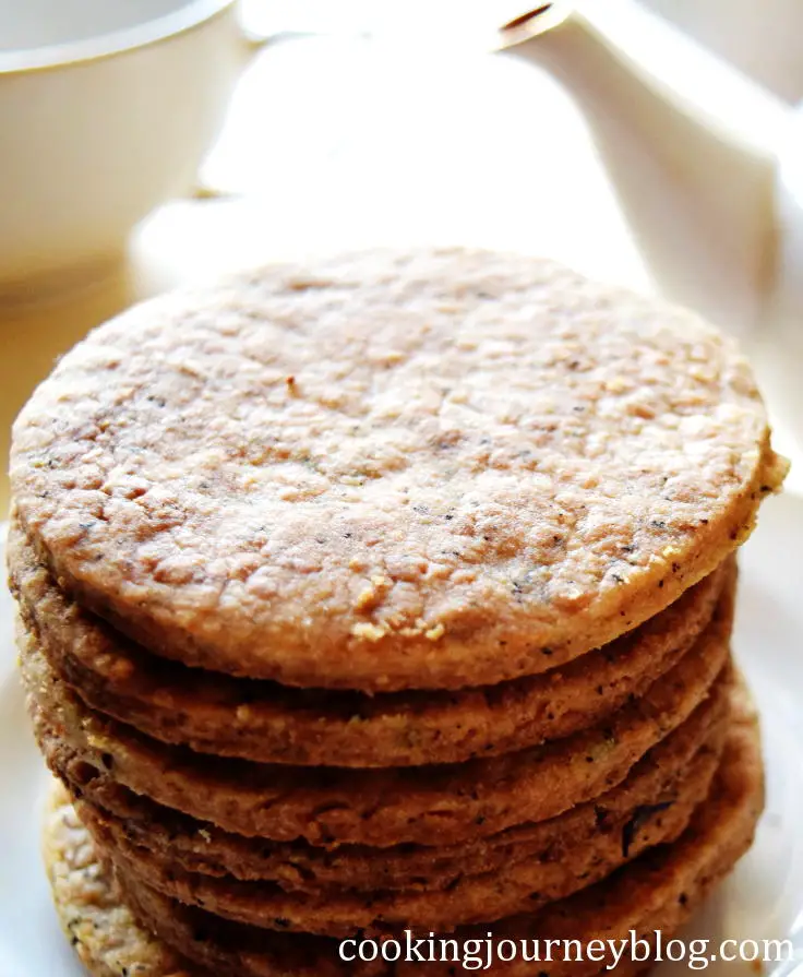earl grey tea infused cookies, stacked on a plate