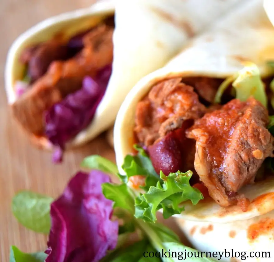Tortilla wraps with turkey and beans