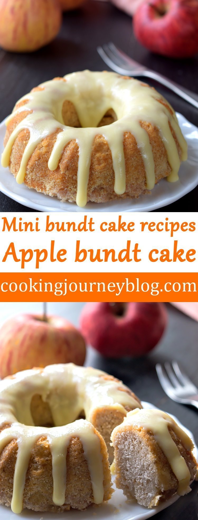 Apple bundt cake with white chocolate on top. Are you searching for apple coffee cake? This apple bundt cake is perfect for pairing with your morning coffee or tea. Mini bundt cake recipe for one.