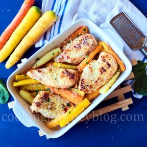Baked chicken breast and roasted carrots