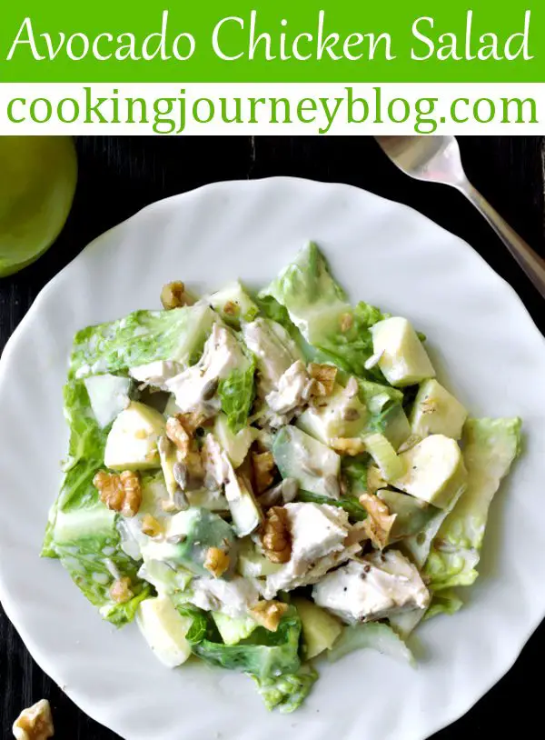Avocado chicken salad is probably the easiest dish to make for dinner or lunch. This is one of filling and delicious healthy salads to prepare! Chicken and avocado salad with yogurt dressing has a light and lovely taste. #chickenrecipes #avocado #salad #lunch