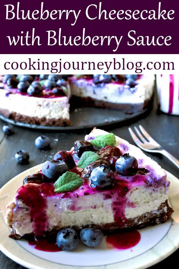 Easy Blueberry Cheesecake Recipes with Blueberry Sauce on top is a perfect summer treat! It is moist, with chocolate biscuit base. You can make this cheesecake, using fresh or frozen berries! #blueberries #blueberrypie #cheesecake #summer #dessertrecipes #easyrecipe