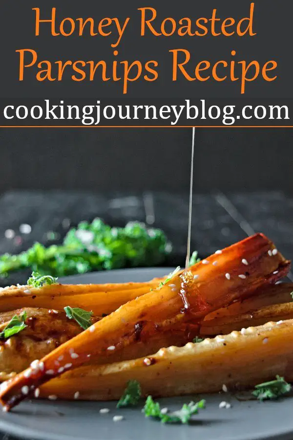 Honey roasted parsnips is one of our favorite side dishes from now! So easy to make, sweet sticky baked parsnips with honey glaze. Sweet and delicious. This is healthy and easy vegetarian recipe. #fallrecipes #easydinner #sidedish