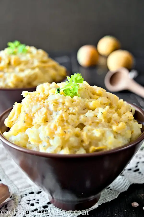 Mashed Turnips and Potatoes served in two bowls