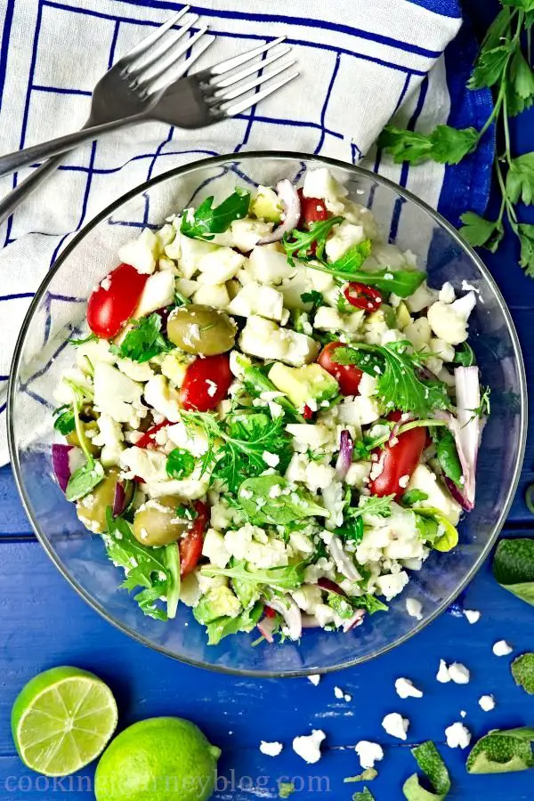 Vegan cauliflower salad in a bowl