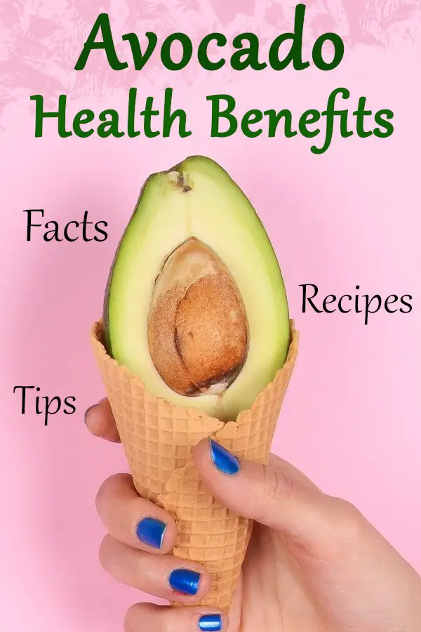 5 Health Benefits of Avocado. Holding avocado in an ice cream cone.