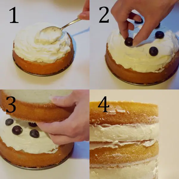 assembling vanilla cake