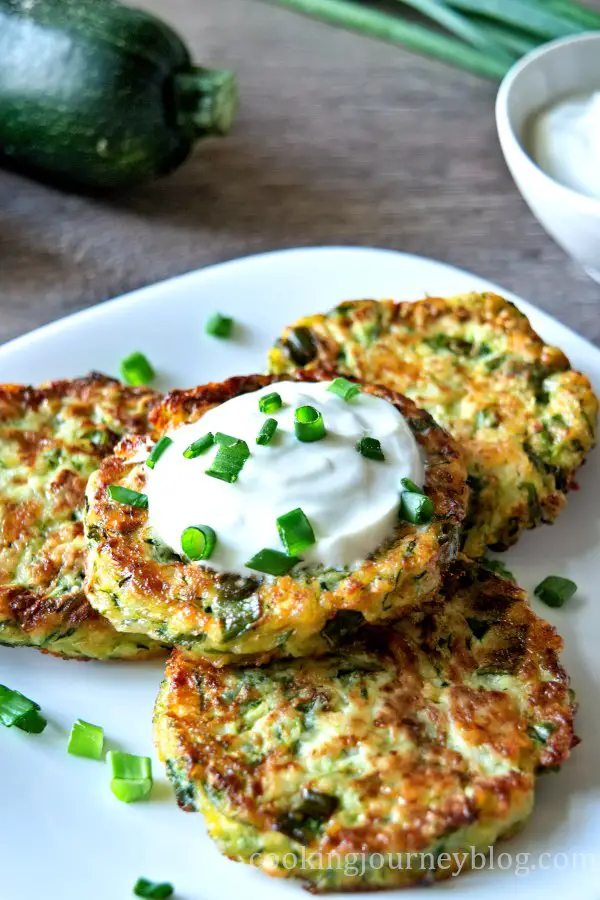 Zucchini fritters on a plate