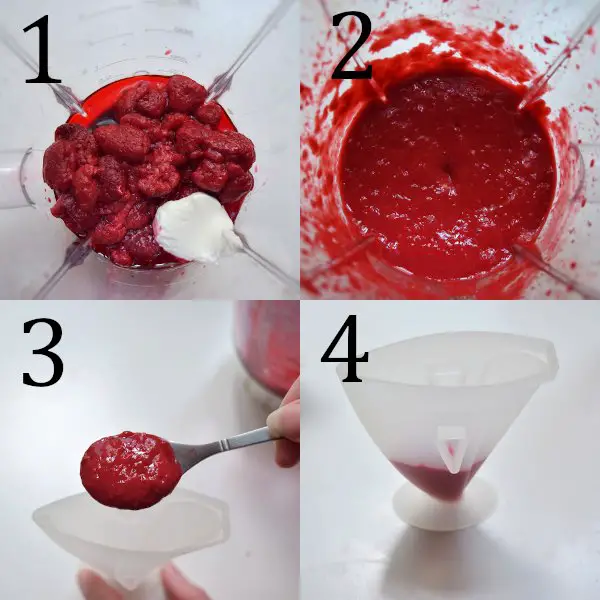 Homemade Yogurt Popsicles process shots 1-4