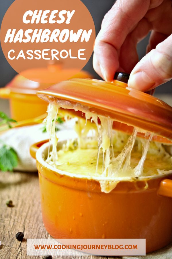 Easy cheesy hashbrown casserole. Best breakfast or dinner idea for two! Healthy vegetarian gluten-free potato casserole