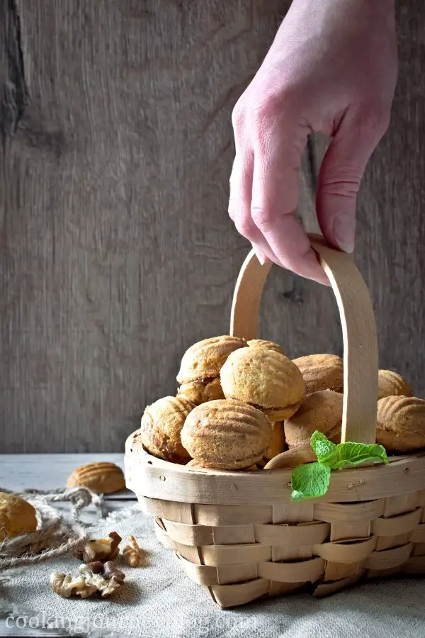 Walnut Shaped Cookies in a basket
