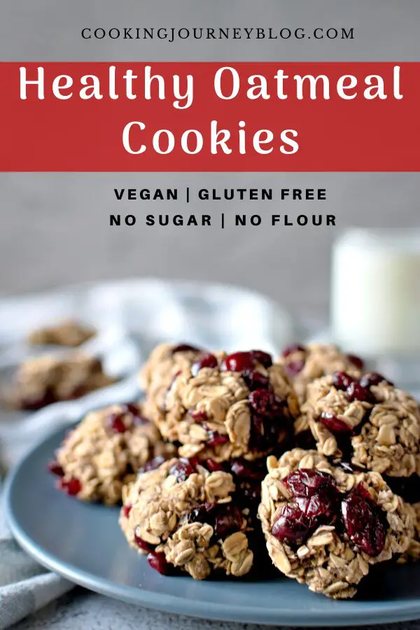 Healthy Oatmeal Cookies are vegan and gluten free snacks with no sugar and no flour! Make ahead filling breakfast on the go that is quick and filling!