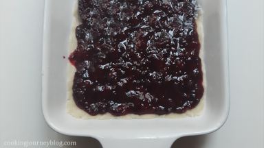 Blackberry jam on top of the pastry