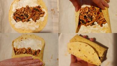 Fill each tortilla with 2 tbs of chicken mixture. Roll enchiladas tightly.