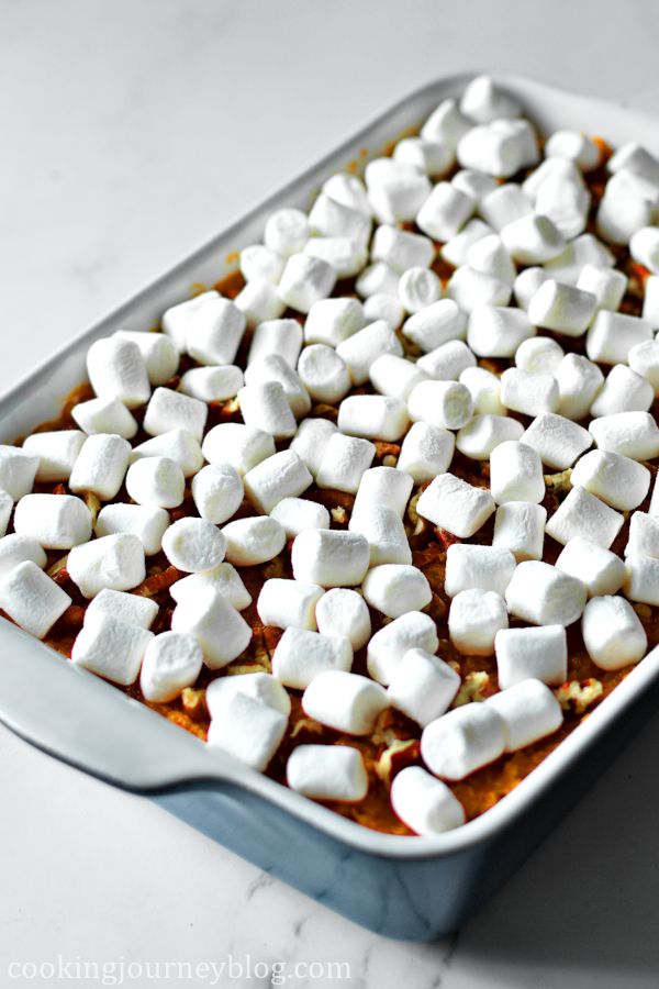 Sweet Potato Casserole, topped with mini Marshmallows