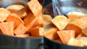 Wash, peel and cut potatoes in cubes. Place them in a large pot. Cover potatoes with water.