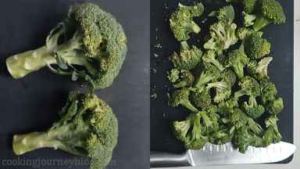 Cut the broccoli into florets.