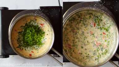 Add chopped cilantro or parsley. Stir to incorporate.