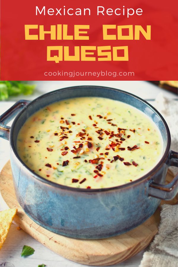 Chile con Queso is an easy Mexican cheese dip with chili pepper. Spicy and delicious party appetizer or side dish. Perfect to serve warm with tortilla chips or nachos.