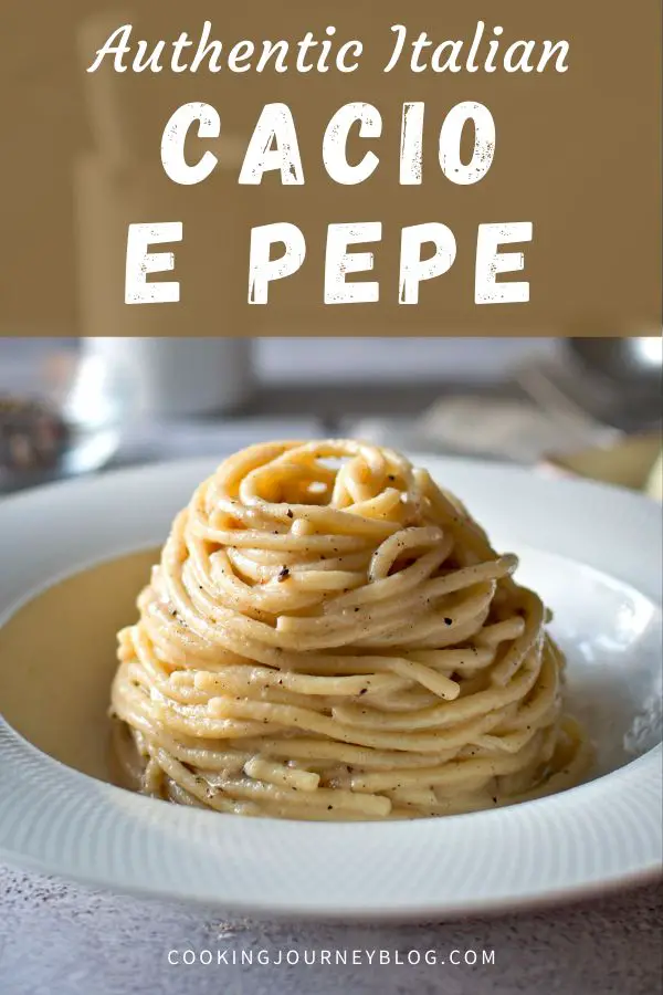 Authentic Italian cacio e pepe pasta dish. Easy dinner idea for your family. This Italian recipe will make a perfect side or main dish. You can make this pasta recipe for every day or special holiday like Valentine's Day.
