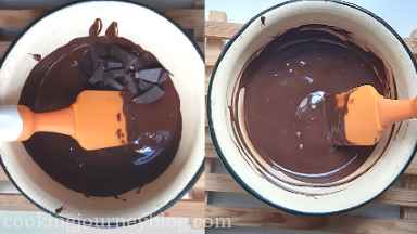 Remove from heat, add remaining chocolate and stir until melted and the temperature is 31 C.