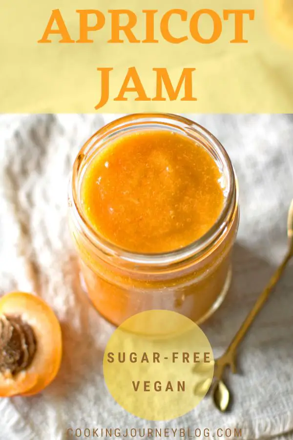 Sugar-free Apricot Jam recipe. Vegan, gluten-free and dairy-free breakfast idea. Perfect on your toast, yogurt or granola! Easy small bath recipe.