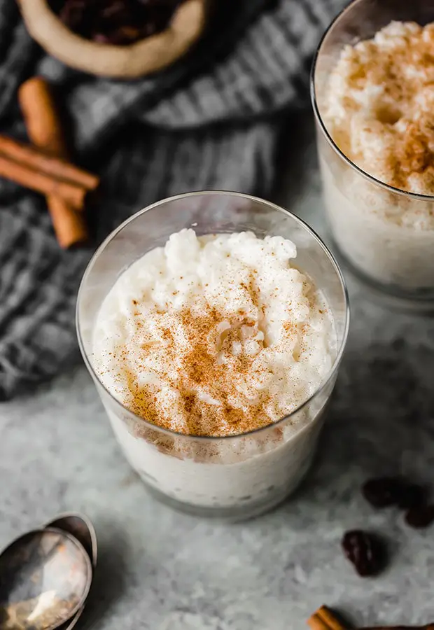 Rice pudding desserts in glass