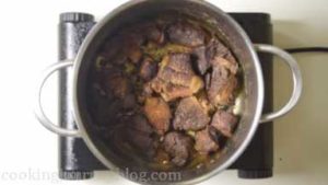 Sear beef from each side until browned, about 10-15 minutes. Remove the meat from the pot*
