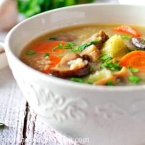 Beef barley soup recipe in a bowl