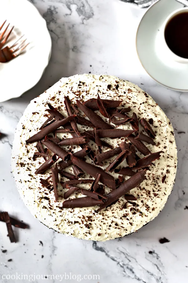 Mississippi Mud Pie decorated with chocolate swirls