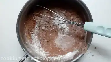Whisk together sugar, cocoa, cornstarch, and salt in a medium saucepan.