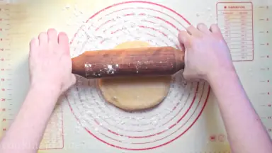 Roll the dough, about 1/4 inch or 0.6 cm thick.