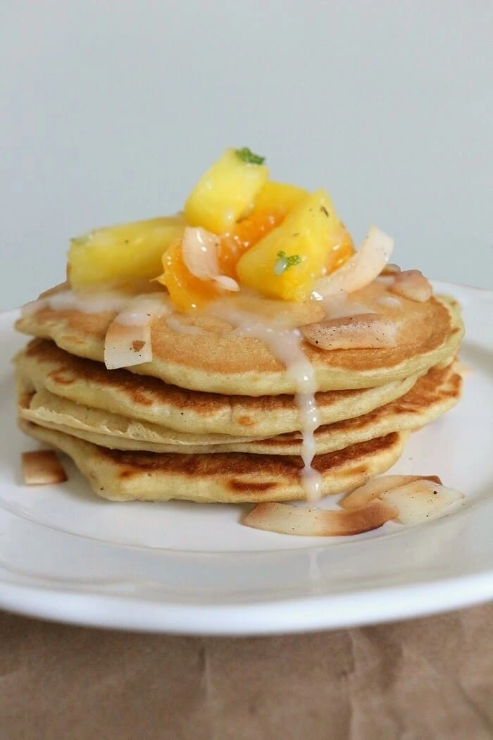 Double Coconut Pancakes with Pineapple Orange Salad  blog