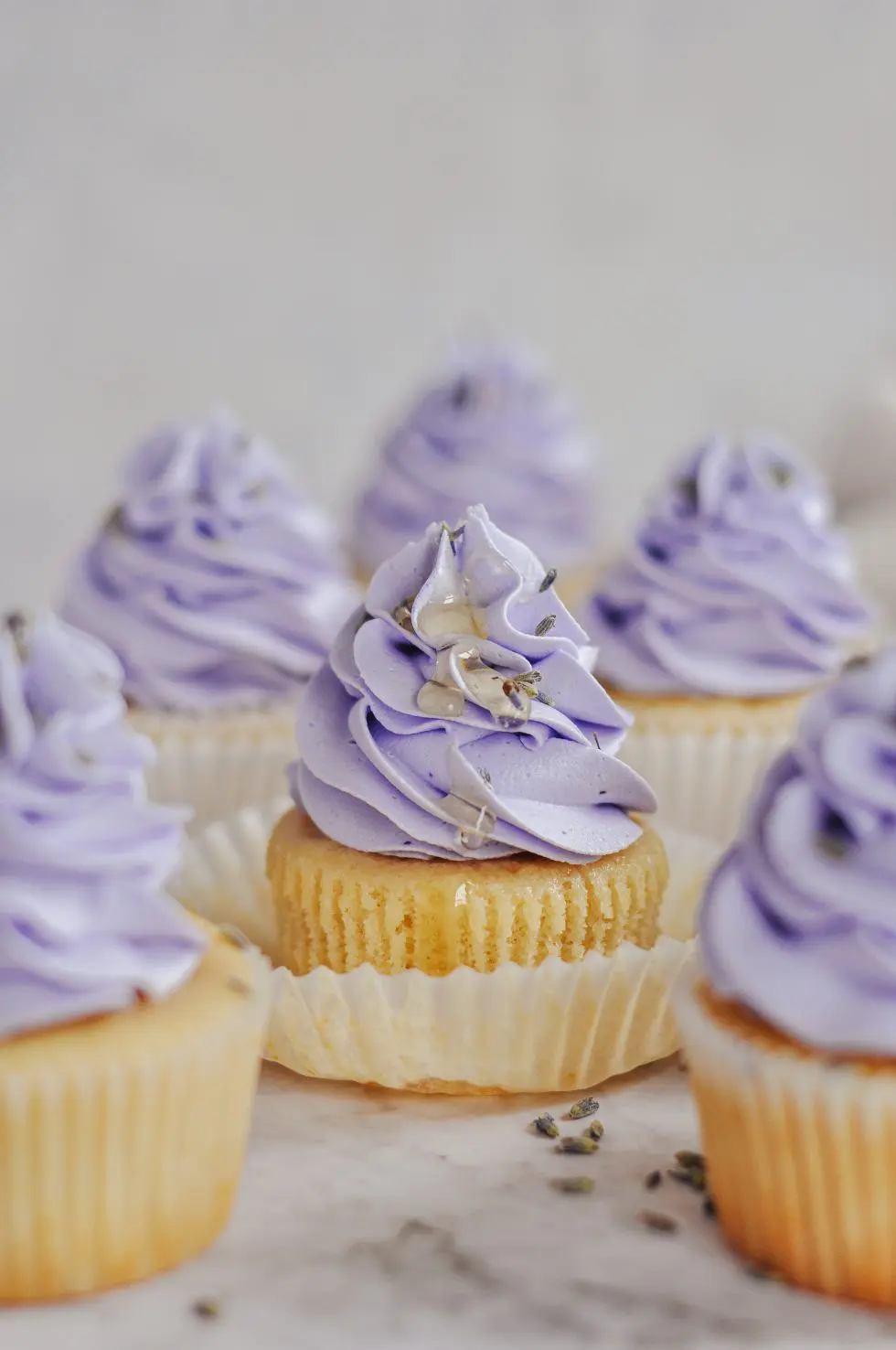 Muffins with purple butte cream