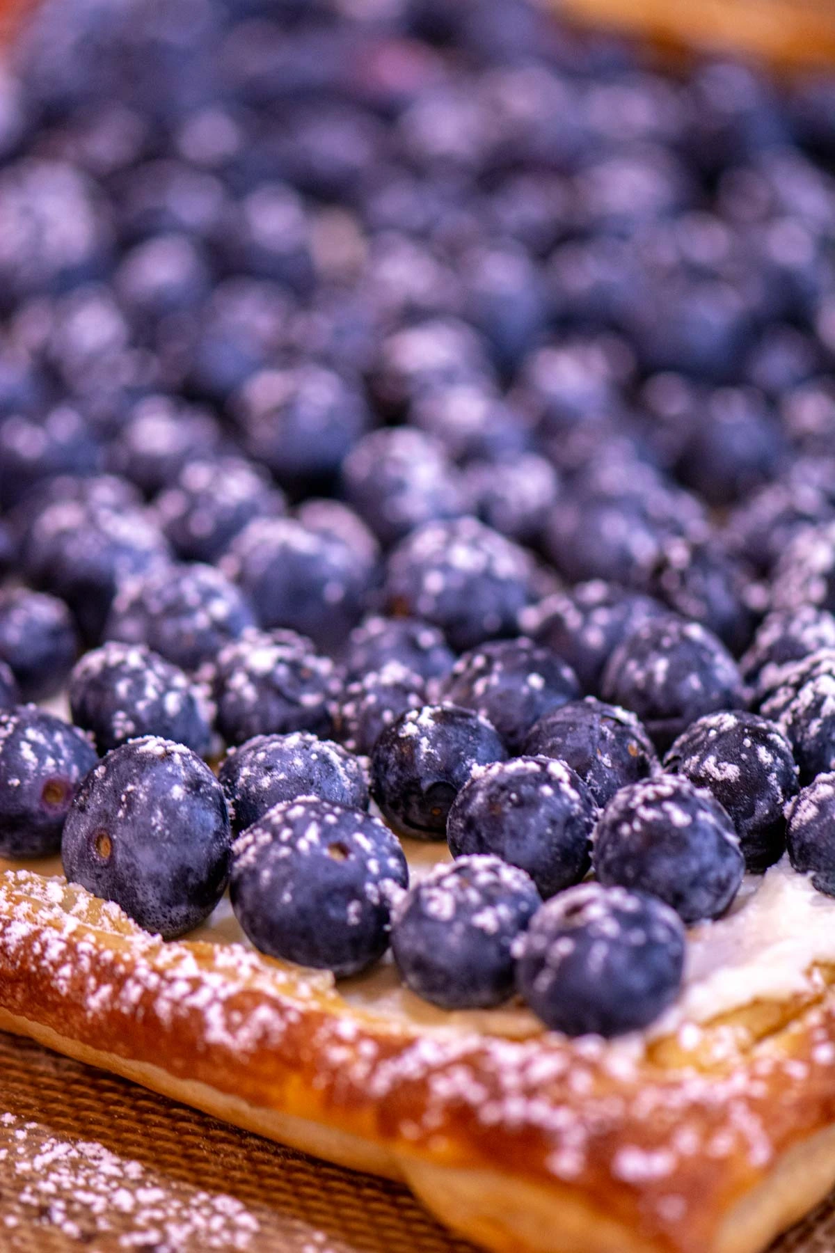 Blueberries on puff pastry