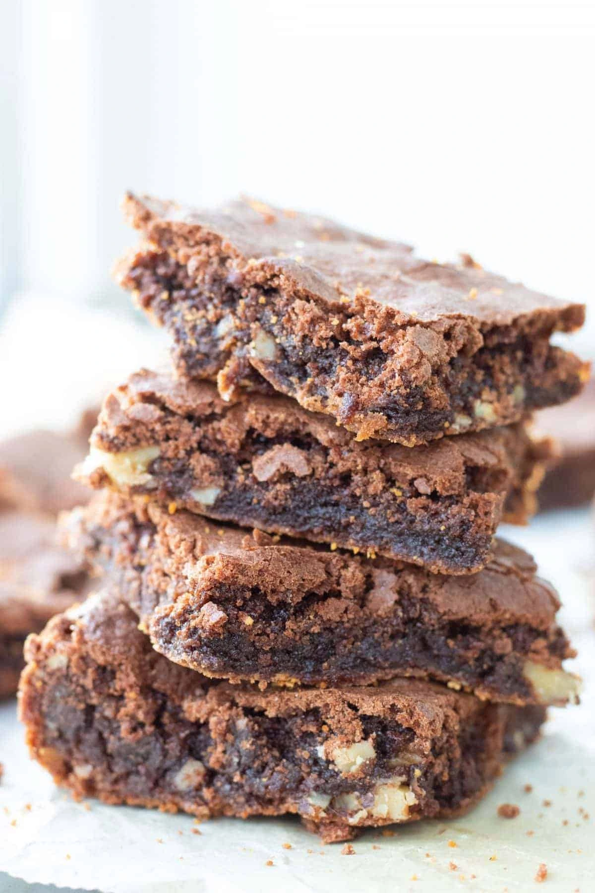 A stack of brownies