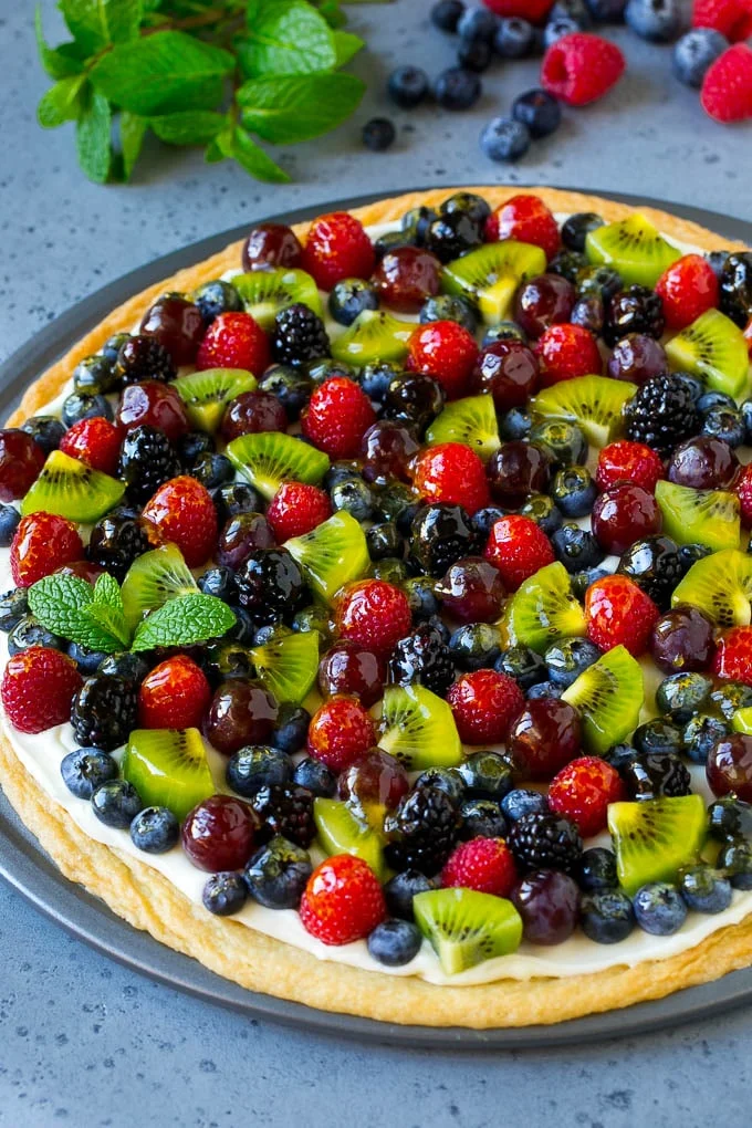 Fruit pizza on a plate