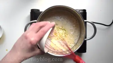 Add chopped onion and garlic.