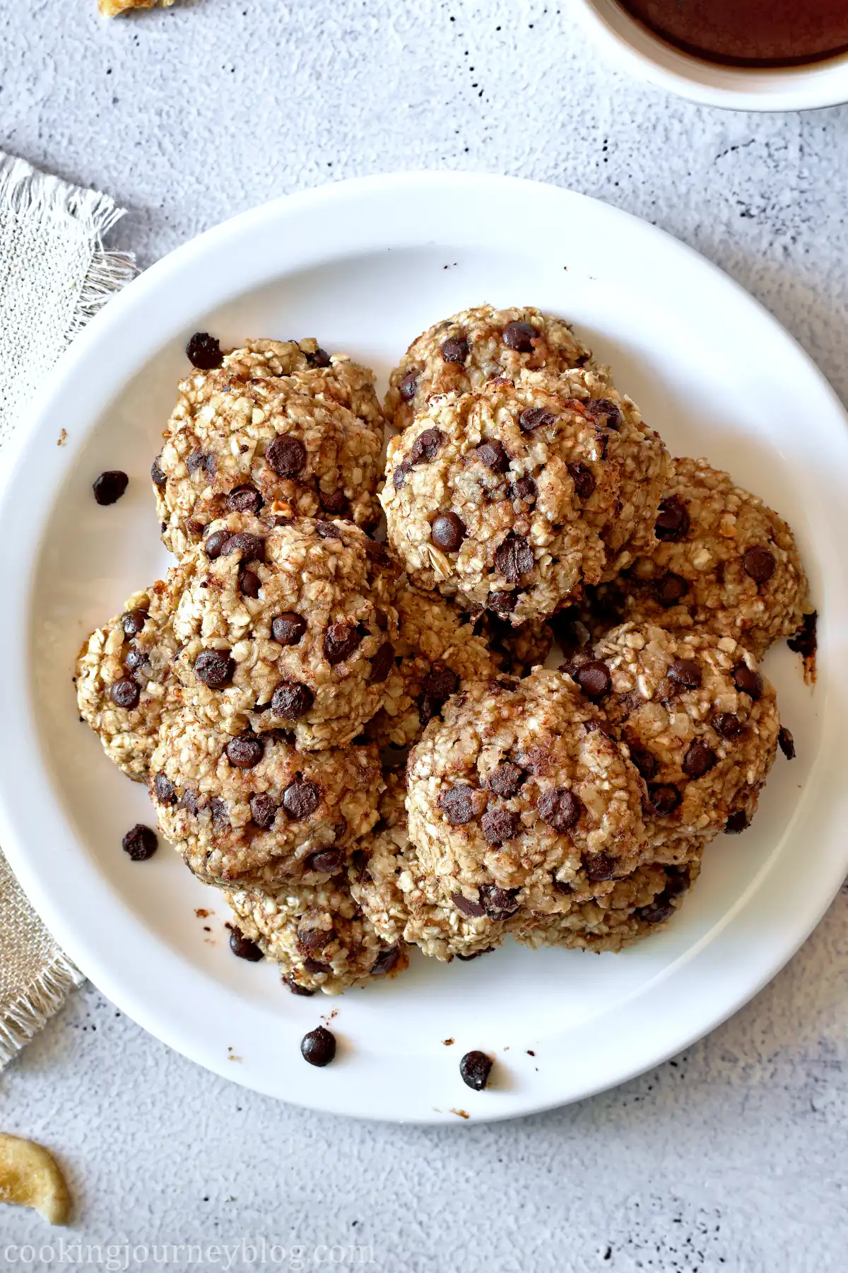3 Ingredient Oatmeal Banana Cookies, view from top