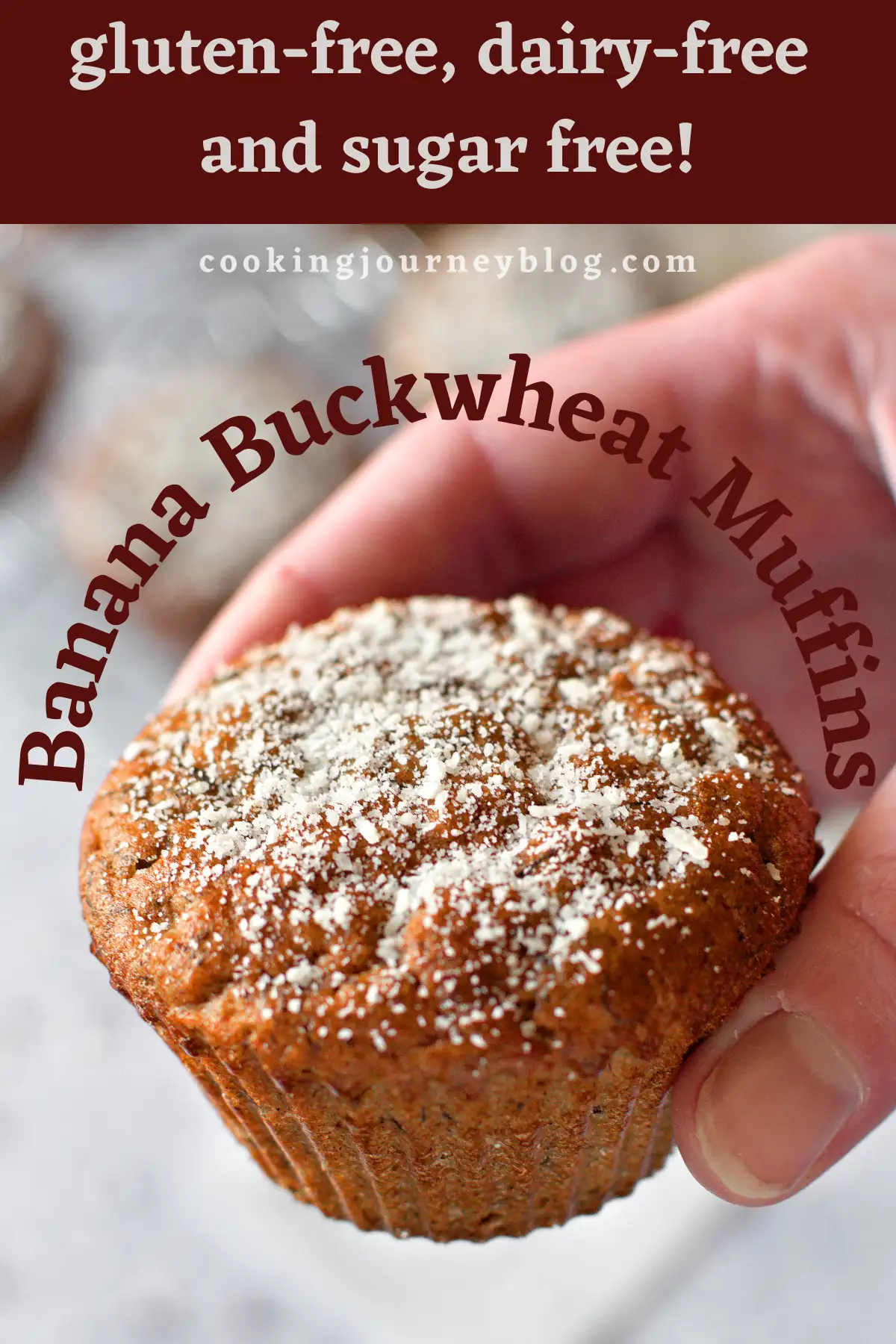 Holding Banana Buckwheat Muffin in hand. Easy and healthy breakfast idea for toddlers and adults.