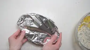 Cover baking dishes with foil and bake 30 minutes, then remove the foil and bake 15 minutes more until the top is golden brown.