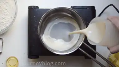 Add plant milk in a pan.