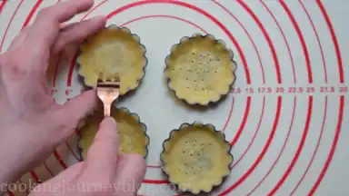 Use a fork to prick the holes. Bake 10 minutes and let them cool.